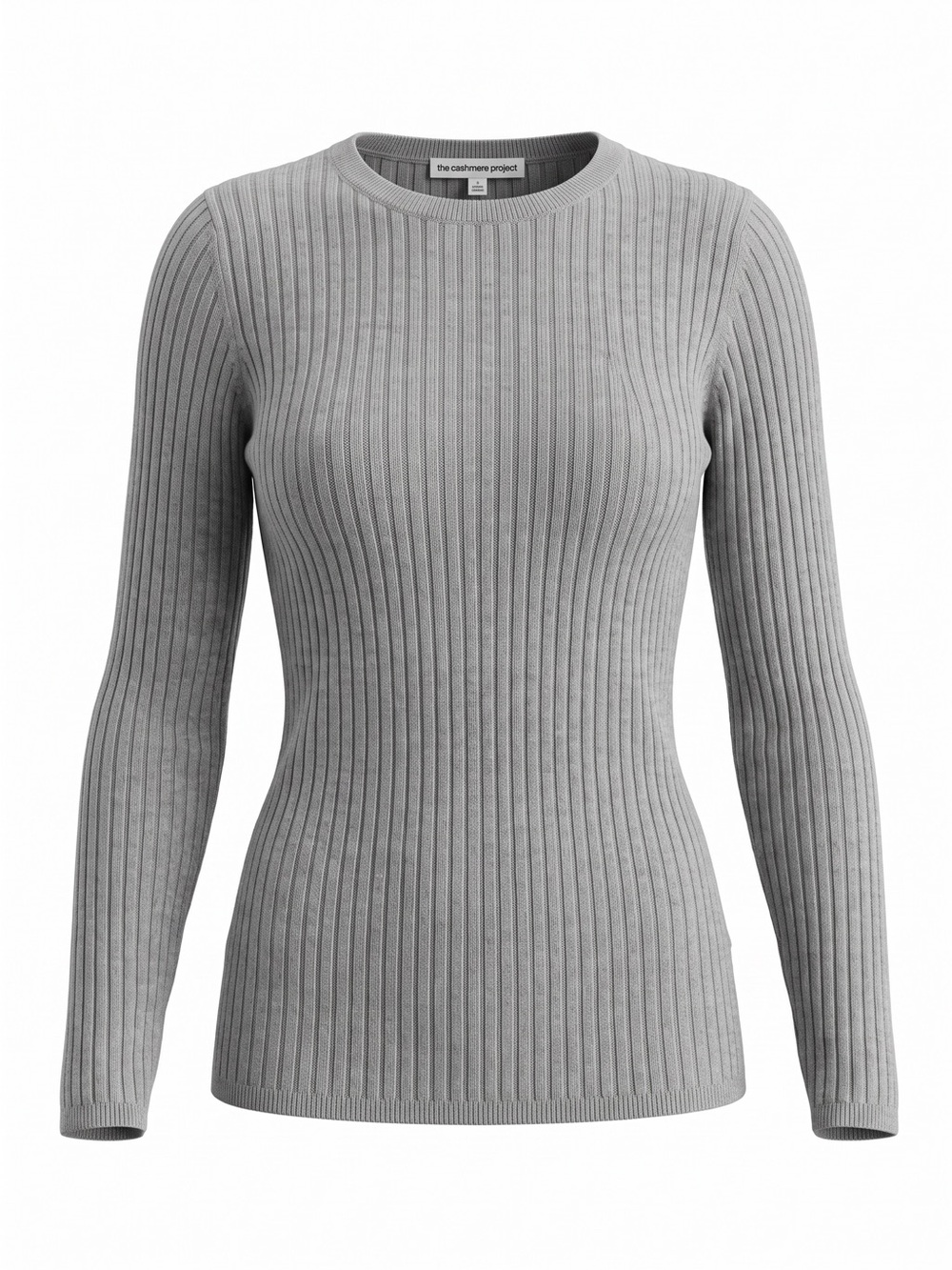 The Cashmere Project 100% Cashmere Ribbed Crewneck Sweater Gray S